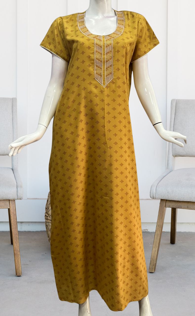 Yellow Soft Cotton Nighty. Soft Breathable Fabric | Laces and Frills - Laces and Frills