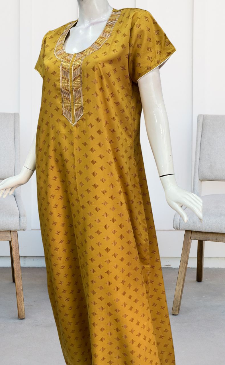 Yellow Soft Cotton Nighty. Soft Breathable Fabric | Laces and Frills - Laces and Frills