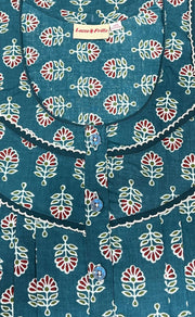 Teal Blue/Maroon Tiny Floral Pure Cotton Nighty. Pure Durable Cotton | Laces and Frills - Laces and Frills