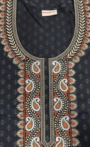 Black Embroidery Soft Cotton Nighty.Soft Breathable Fabric | Laces and Frills - Laces and Frills