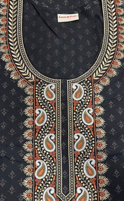 Black Embroidery Soft Cotton Nighty.Soft Breathable Fabric | Laces and Frills - Laces and Frills