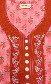 Peach/Orange Floral Pure Cotton Nighty. Pure Durable Cotton | Laces and Frills - Laces and Frills