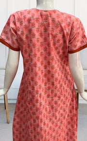 Peach/Orange Floral Pure Cotton Nighty. Pure Durable Cotton | Laces and Frills - Laces and Frills