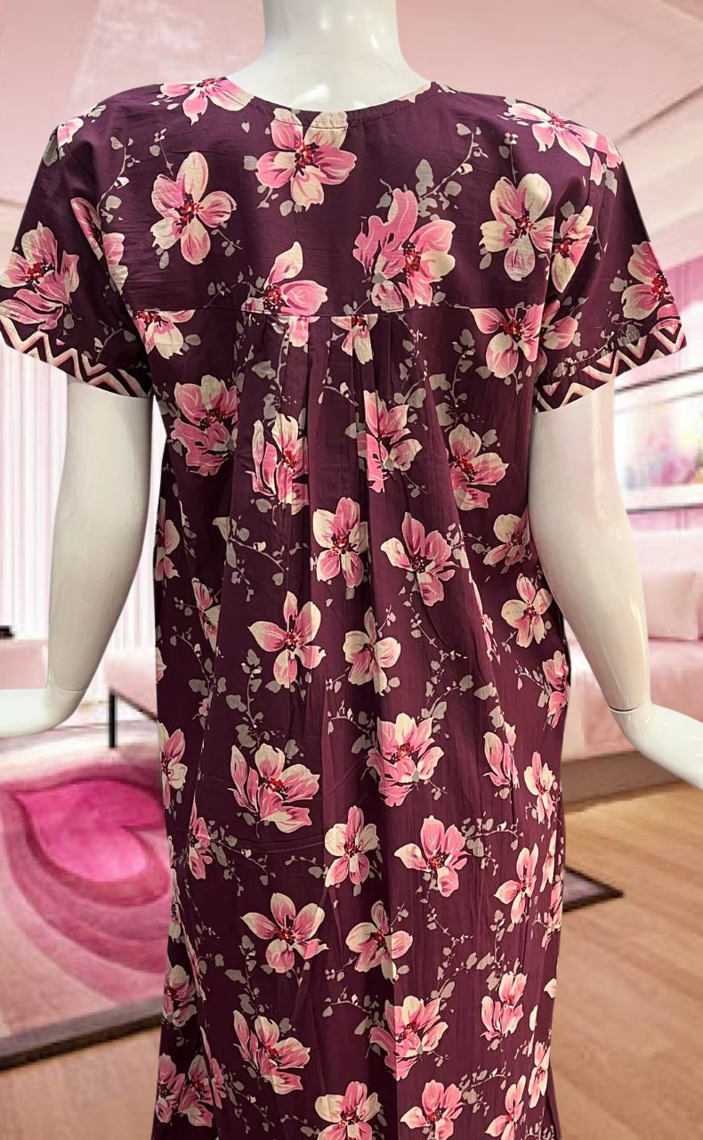 Onion Pink Garden Pure Cotton Feeding Nursing Nighty . Pure Durable Cotton | Laces and Frills - Laces and Frills