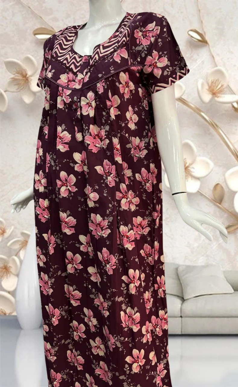 Onion Pink Garden Pure Cotton Feeding Nursing Nighty . Pure Durable Cotton | Laces and Frills