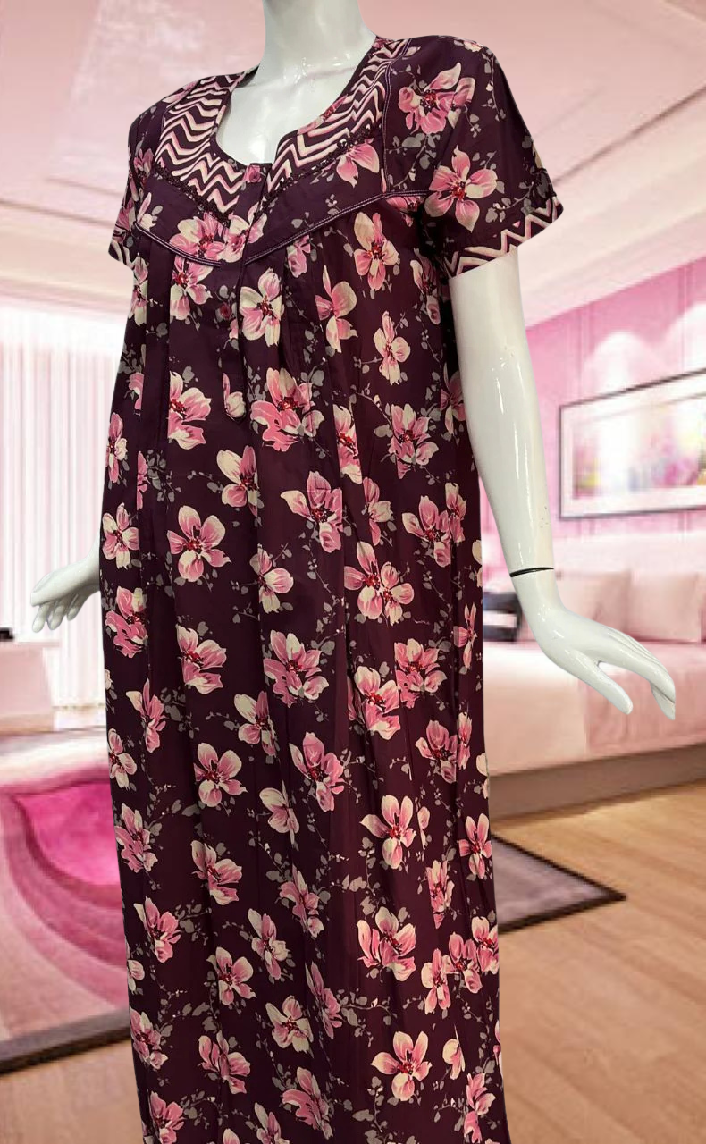 Onion Pink Garden Pure Cotton Feeding Nursing Nighty . Pure Durable Cotton | Laces and Frills - Laces and Frills