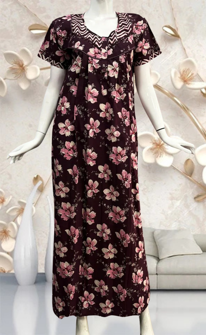 Onion Pink Garden Pure Cotton Feeding Nursing Nighty . Pure Durable Cotton | Laces and Frills