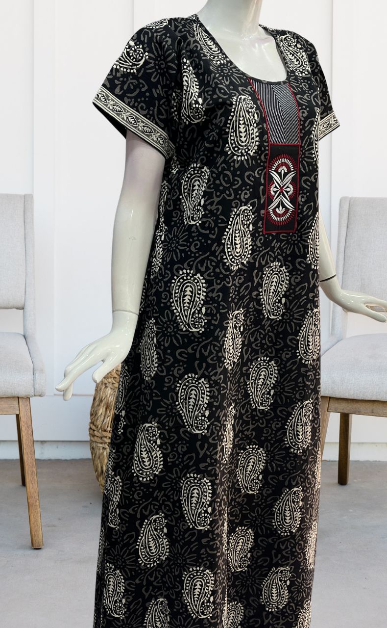 Black Manga Motif Pure Cotton Nighty. Pure Durable Cotton | Laces and Frills - Laces and Frills