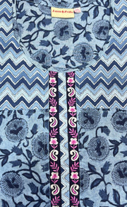 Blue Garden Pure Cotton Nighty. Pure Durable Cotton | Laces and Frills - Laces and Frills