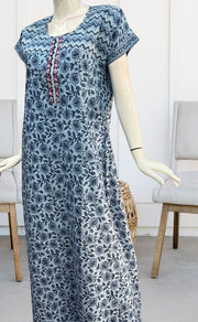 Blue Garden Pure Cotton Nighty. Pure Durable Cotton | Laces and Frills - Laces and Frills