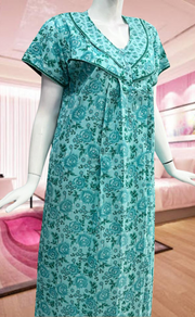 Sea Green Garden Pure Cotton Feeding Nursing Nighty . Pure Durable Cotton | Laces and Frills - Laces and Frills