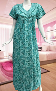 Sea Green Garden Pure Cotton Feeding Nursing Nighty . Pure Durable Cotton | Laces and Frills - Laces and Frills