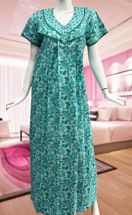 Sea Green Garden Pure Cotton Feeding Nursing Nighty . Pure Durable Cotton | Laces and Frills - Laces and Frills