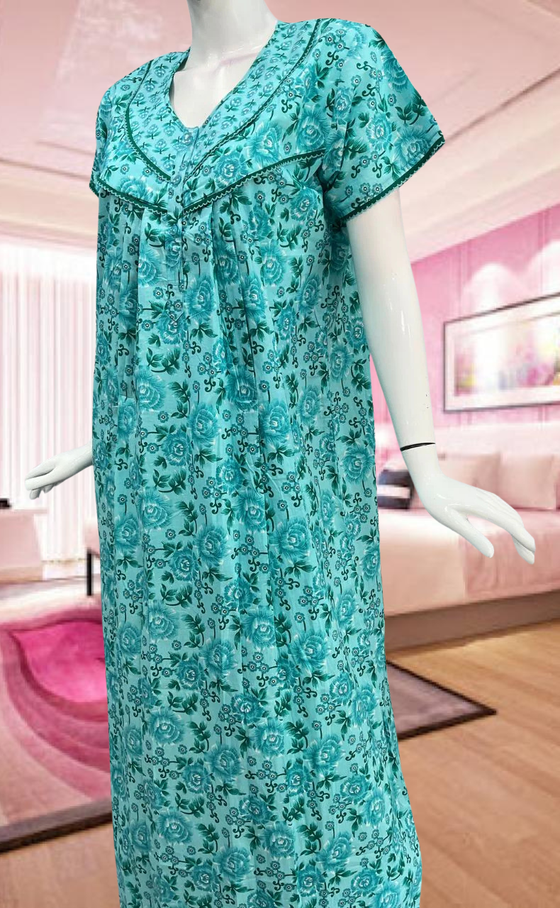 Sea Green Garden Pure Cotton Feeding Nursing Nighty . Pure Durable Cotton | Laces and Frills - Laces and Frills