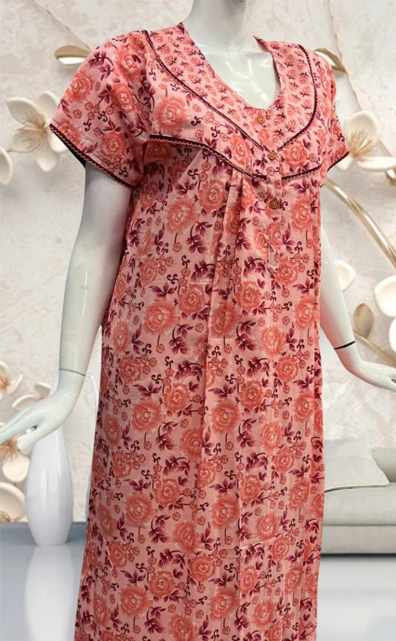 Peach Garden Pure Cotton Feeding Nursing Nighty . Pure Durable Cotton | Laces and Frills