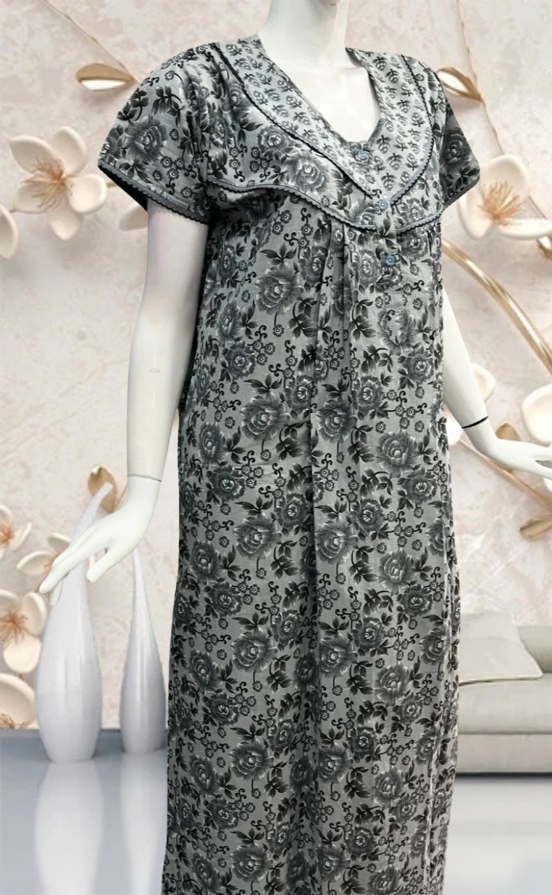 Grey Garden Pure Cotton Feeding Nursing Nighty . Pure Durable Cotton | Laces and Frills