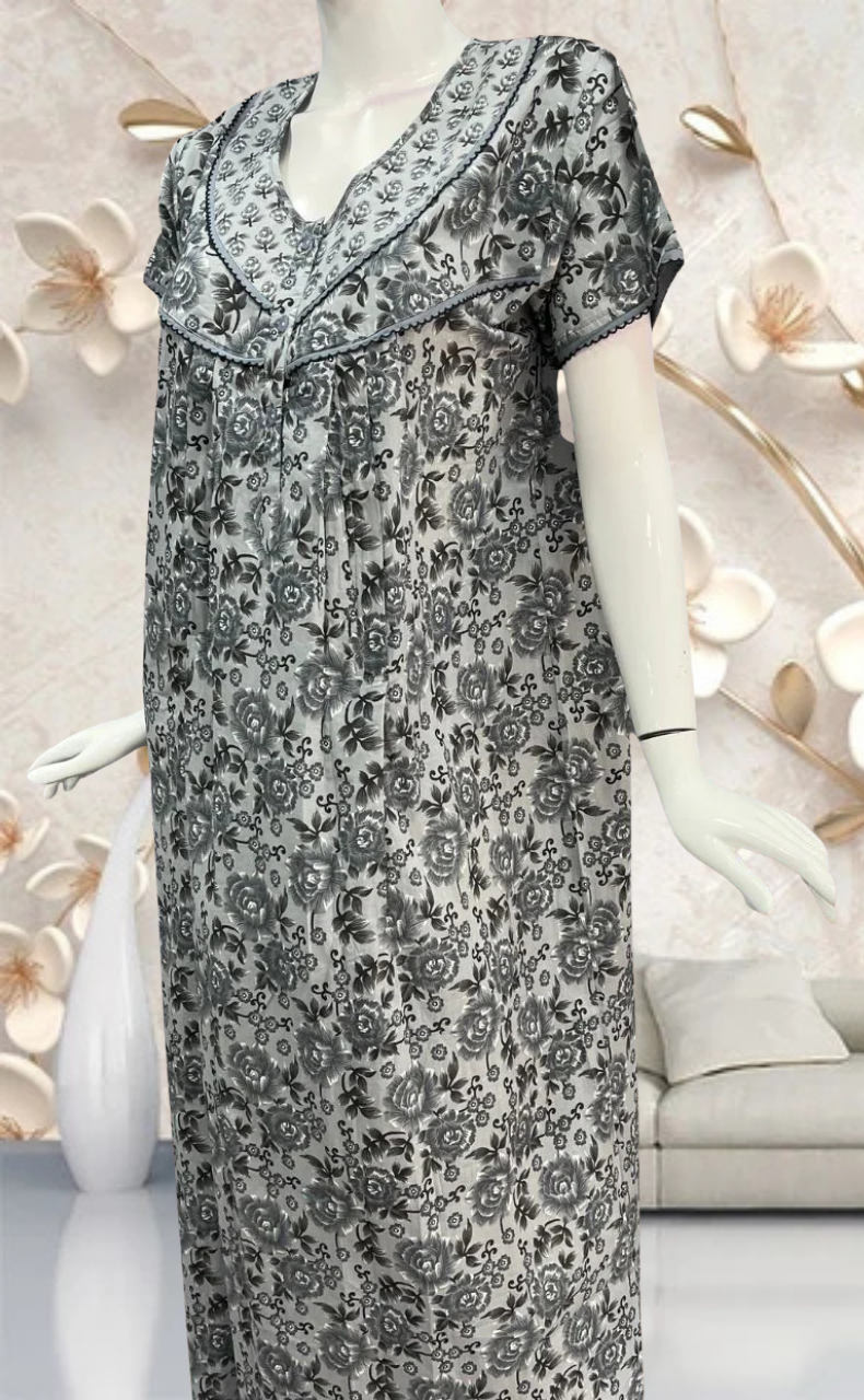 Grey Garden Pure Cotton Feeding Nursing Nighty . Pure Durable Cotton | Laces and Frills