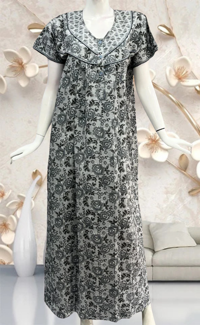 Grey Garden Pure Cotton Feeding Nursing Nighty . Pure Durable Cotton | Laces and Frills