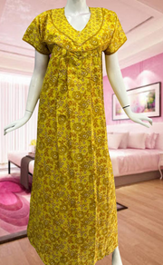Yellow Garden Pure Cotton Feeding Nursing Nighty . Pure Durable Cotton | Laces and Frills - Laces and Frills