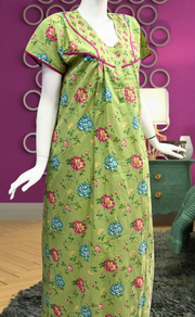 Green Garden Pure Cotton Feeding Nursing Nighty . Pure Durable Cotton | Laces and Frills - Laces and Frills