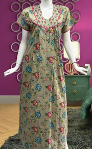 Beige Garden Pure Cotton Feeding Nursing Nighty . Pure Durable Cotton | Laces and Frills - Laces and Frills