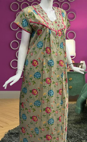 Beige Garden Pure Cotton Feeding Nursing Nighty . Pure Durable Cotton | Laces and Frills - Laces and Frills