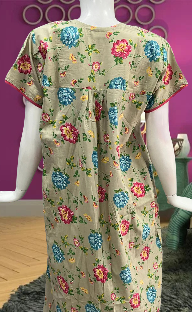 Beige Garden Pure Cotton Feeding Nursing Nighty . Pure Durable Cotton | Laces and Frills - Laces and Frills