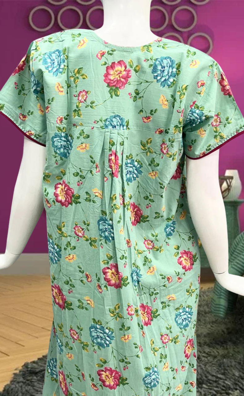 Light Green Garden Pure Cotton Feeding Nursing Nighty . Pure Durable Cotton | Laces and Frills - Laces and Frills