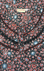 Black Tiny Manga Motif Pure Cotton Nighty. Pure Durable Cotton | Laces and Frills - Laces and Frills