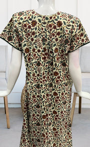 Off White/Green Garden Pure Cotton Nighty. Pure Durable Cotton | Laces and Frills - Laces and Frills