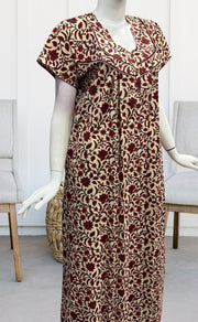 Off White/Red Garden Pure Cotton Nighty. Pure Durable Cotton | Laces and Frills - Laces and Frills