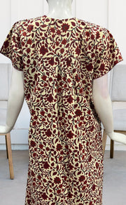Off White/Red Garden Pure Cotton Nighty. Pure Durable Cotton | Laces and Frills - Laces and Frills