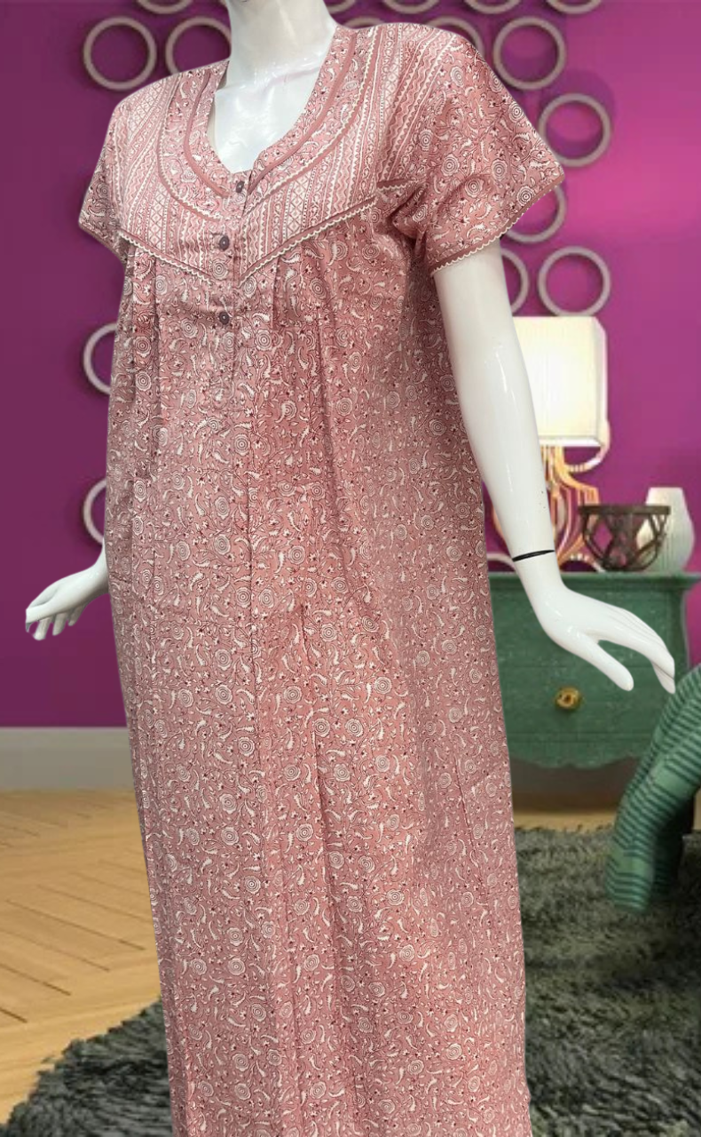 Peach Garden Pure Cotton Feeding Nursing Nighty. Pure Durable Cotton | Laces and Frills - Laces and Frills