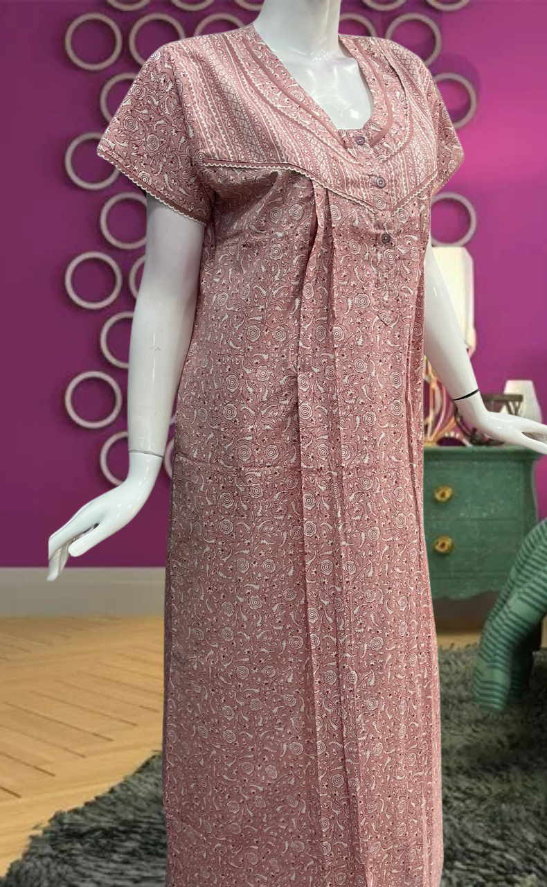 Peach Garden Pure Cotton Feeding Nursing Nighty. Pure Durable Cotton | Laces and Frills - Laces and Frills