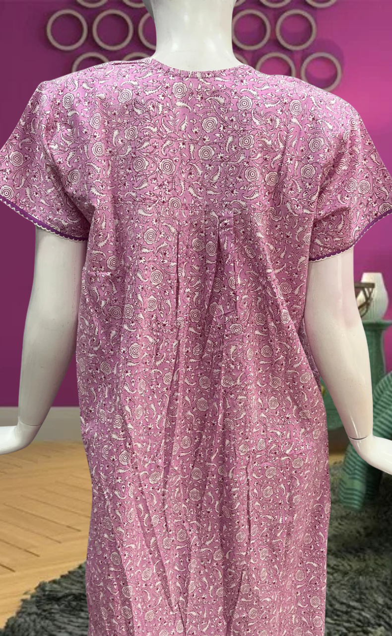 Lavender Garden Pure Cotton Feeding Nursing Nighty . Pure Durable Cotton | Laces and Frills - Laces and Frills