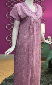 Lavender Garden Pure Cotton Feeding Nursing Nighty . Pure Durable Cotton | Laces and Frills - Laces and Frills