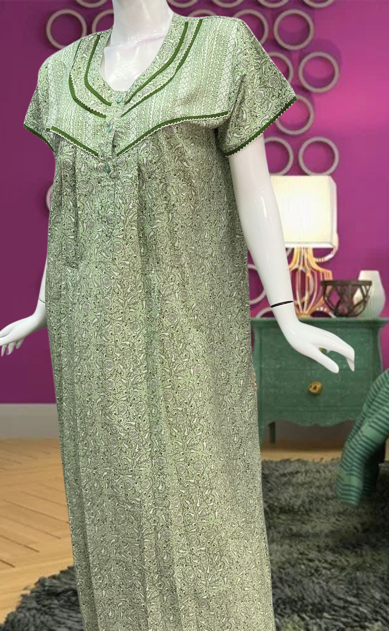 Green Garden Pure Cotton Feeding Nursing Nighty . Pure Durable Cotton | Laces and Frills - Laces and Frills