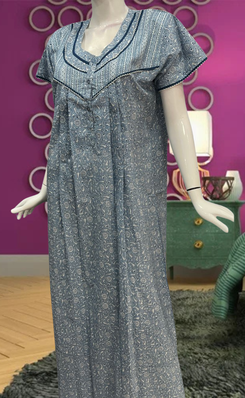 Blue Garden Pure Cotton Feeding Nursing Nighty . Pure Durable Cotton | Laces and Frills - Laces and Frills