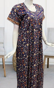 Blue/Orange Garden Pure Cotton Nighty. Pure Durable Cotton | Laces and Frills - Laces and Frills
