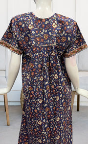 Blue/Orange Garden Pure Cotton Nighty. Pure Durable Cotton | Laces and Frills - Laces and Frills