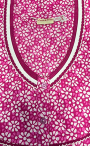 Pink Flora Pure Cotton Long Sleeves Nighty.Soft Breathable Fabric | Laces and Frills - Laces and Frills