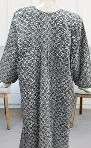 Grey Flora Pure Cotton Long Sleeves Nighty.Soft Breathable Fabric | Laces and Frills - Laces and Frills