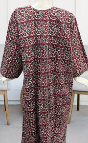 Maroon/Black Manga Motifs Pure Cotton Long Sleeves Nighty.Soft Breathable Fabric | Laces and Frills - Laces and Frills