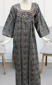 Grey/Maroon Manga Motifs Pure Cotton Long Sleeves Nighty.Soft Breathable Fabric | Laces and Frills - Laces and Frills