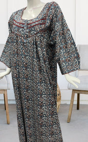 Grey/Maroon Manga Motifs Pure Cotton Long Sleeves Nighty.Soft Breathable Fabric | Laces and Frills - Laces and Frills