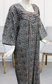 Grey/Maroon Manga Motifs Pure Cotton Long Sleeves Nighty.Soft Breathable Fabric | Laces and Frills - Laces and Frills