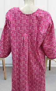 Pink Dots Pure Cotton Long Sleeves Nighty.Soft Breathable Fabric | Laces and Frills - Laces and Frills