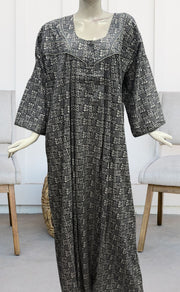 Grey Dots Pure Cotton Long Sleeves Nighty.Soft Breathable Fabric | Laces and Frills - Laces and Frills