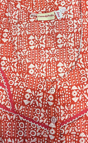 Peach Dots Pure Cotton Long Sleeves Nighty.Soft Breathable Fabric | Laces and Frills - Laces and Frills