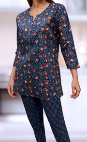 Blue Floral Co-ord Set . Versatile Cotton Fabric. | Laces and Frills - Laces and Frills